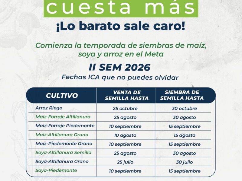 Semilla autorizada y siembra oportuna